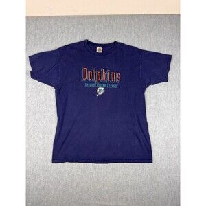 Vintage 90s Miami Dolphins NFL Football T-shirt XL Navy Unique Logo